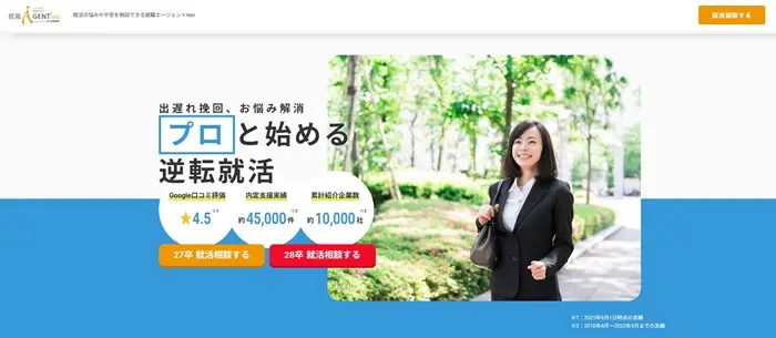 就職エージェントneoのトップページのイメージ