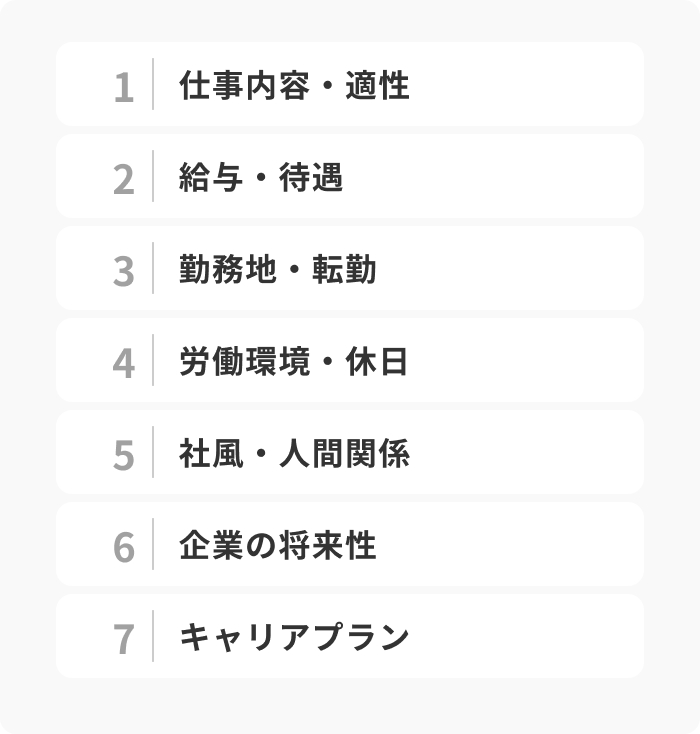 就職先を決めるときの7つの判断基準のイメージ