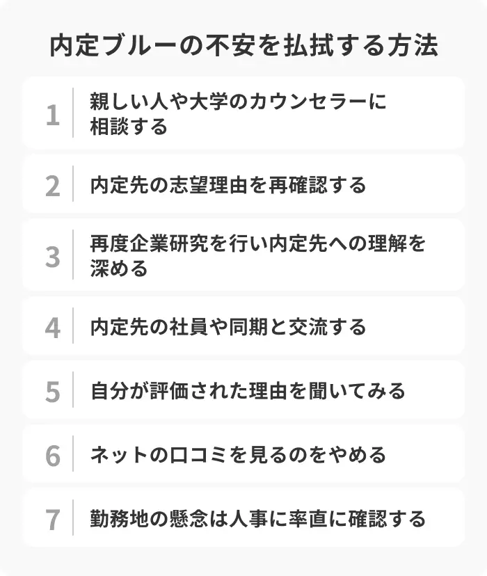 内定ブルーの不安を払拭する7つの方法のイメージ