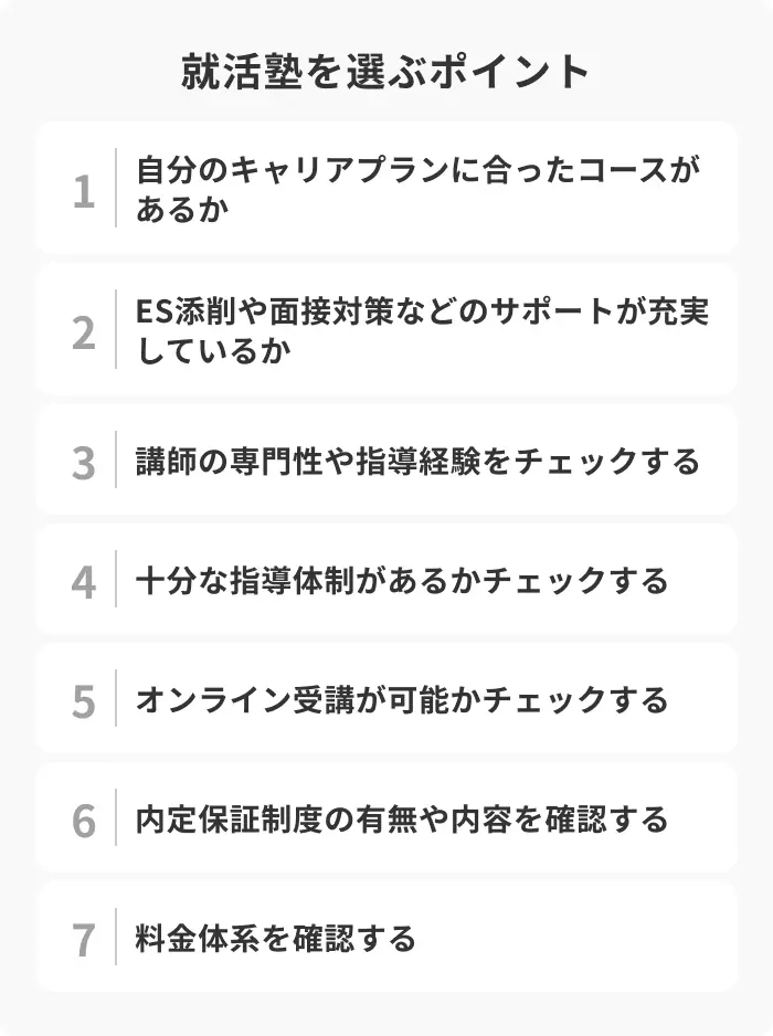 就活塾で失敗しないための選び方のポイントのイメージ