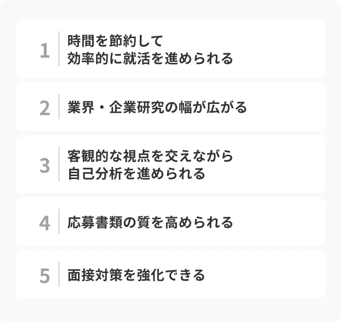 就活でAIを活用する5つのメリットのイメージ