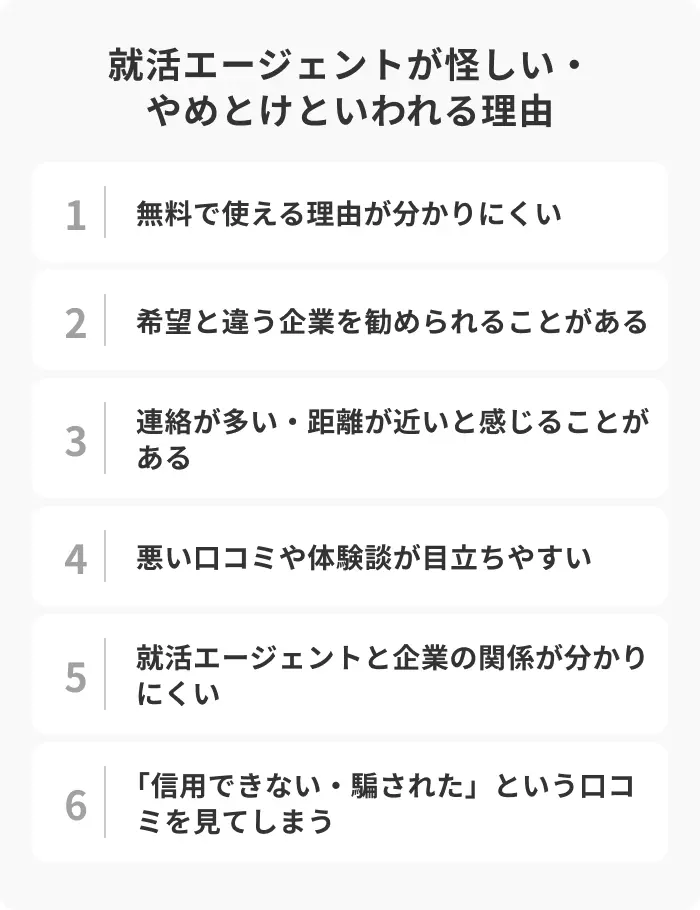 就活エージェントが怪しい・やめとけといわれる理由のイメージ