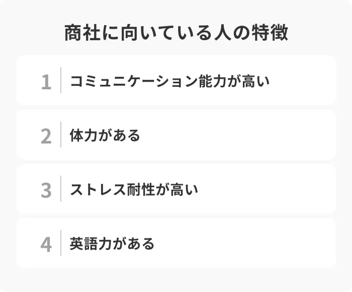 商社に向いている人の特徴のイメージ