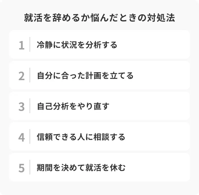 就活を辞めるか悩んだときの5つの対処法のイメージ