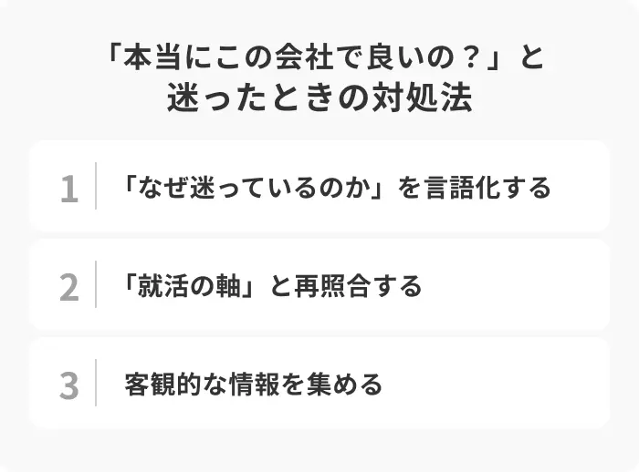 「本当にこの会社で良いの？」と迷ったときの対処法のイメージ