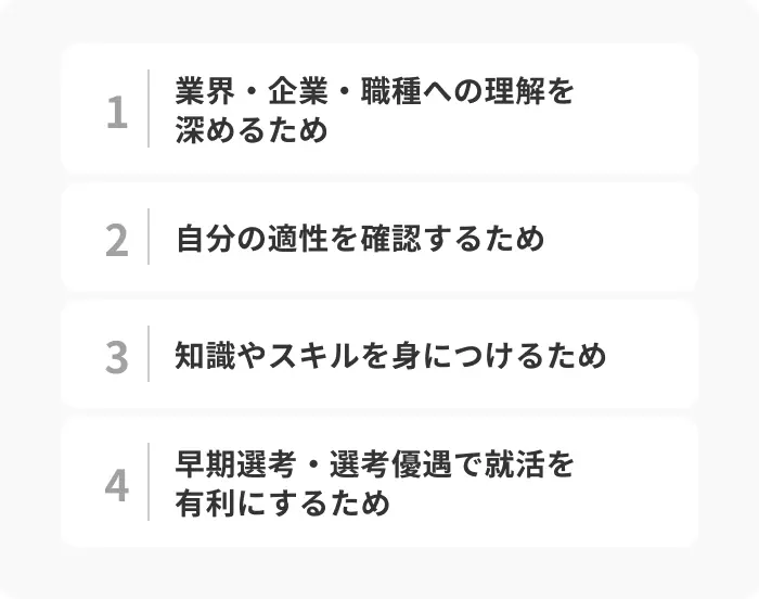 インターンに参加する4つの目的のイメージ