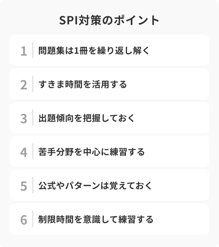 SPI非言語を対策する際のポイントのイメージ