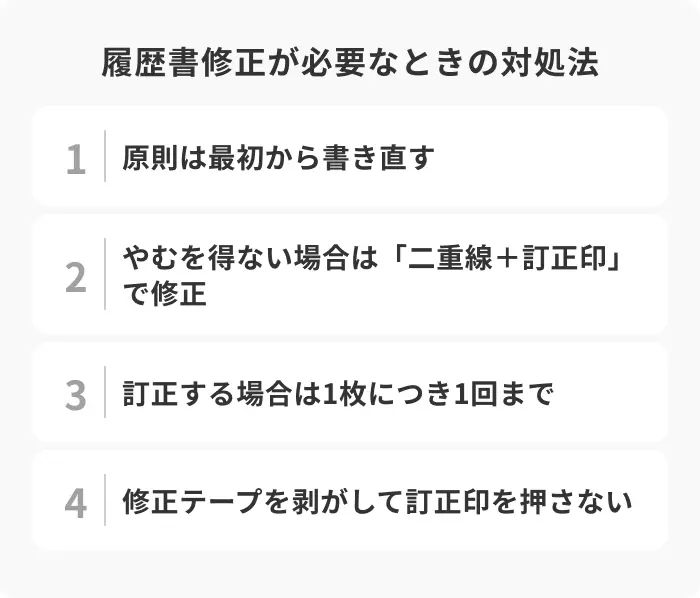 履歴書の修正が必要なときの対処法のイメージ