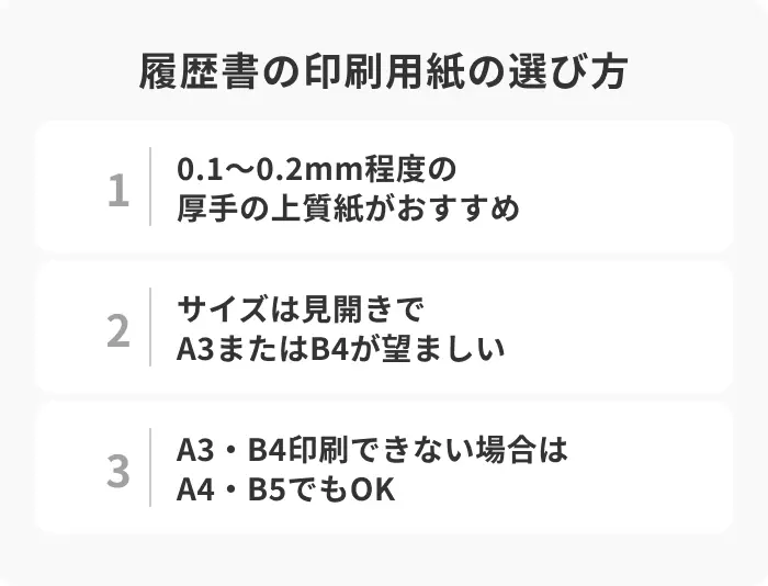 履歴書の印刷用紙の選び方のイメージ