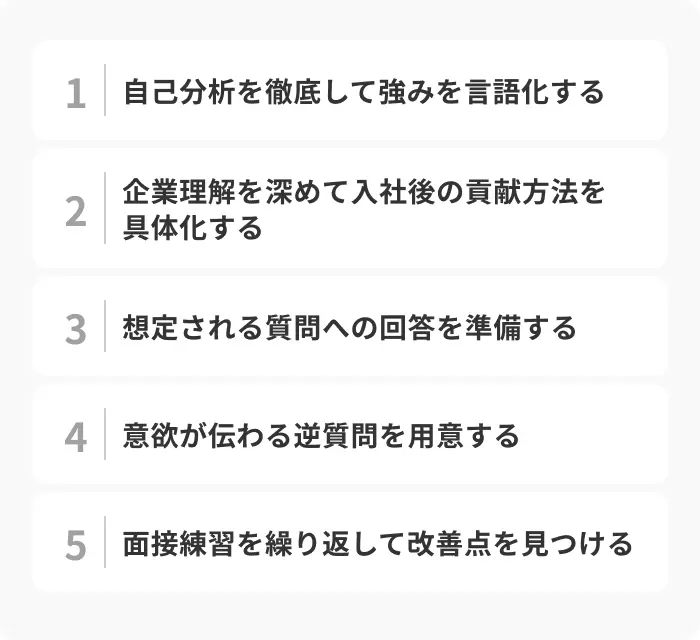 面接フラグに頼らない！内定獲得するための5つの対策のイメージ