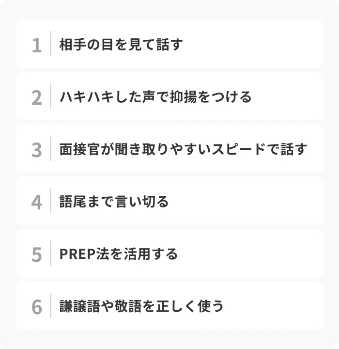 面接で意識したい話し方の6つのコツのイメージ