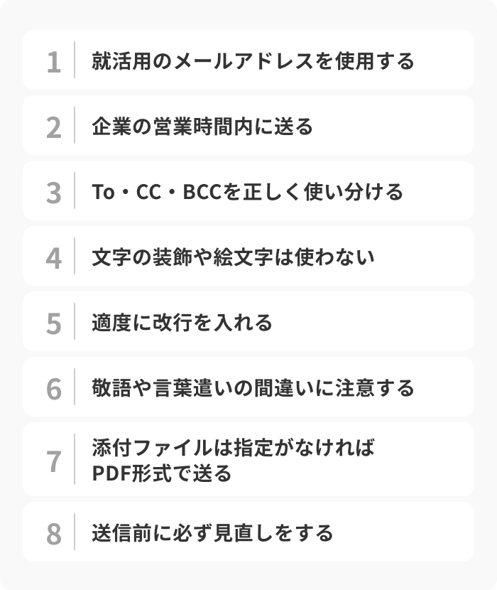 就活メールを送るときの8つの基本マナーのイメージ