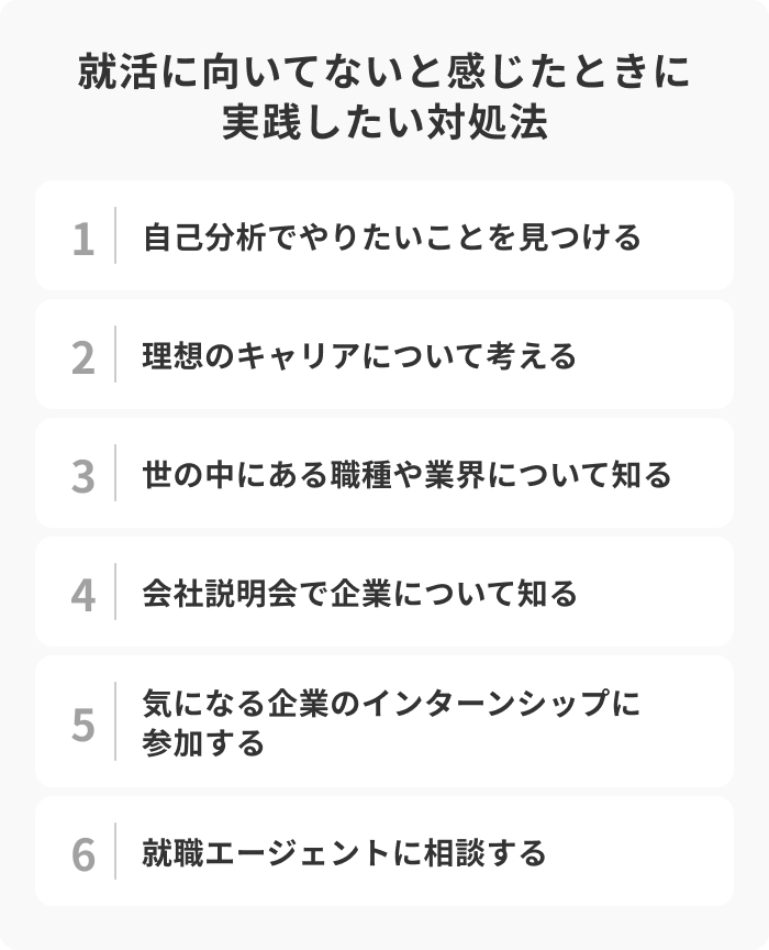 就活に向いてないと感じたときに実践したい対処法6選のイメージ