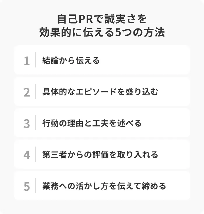 自己PRで誠実さを効果的に伝える5つの方法のイメージ
