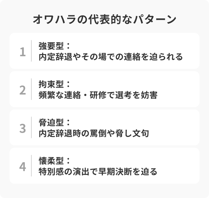 オワハラの代表的なパターン4選のイメージ