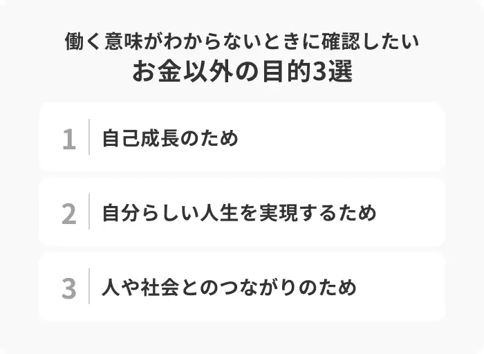 お金以外に考えられる働く意味を3つのイメージ