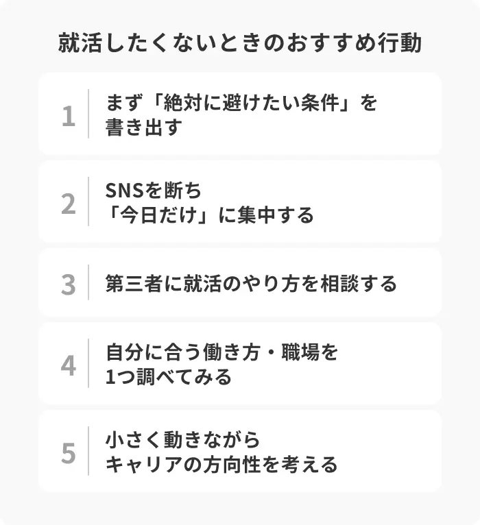 働きたくない・やる気がない状態でもできる行動5選のイメージ