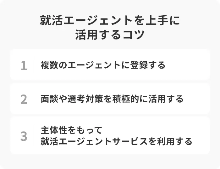就活エージェントを上手に活用するコツのイメージ
