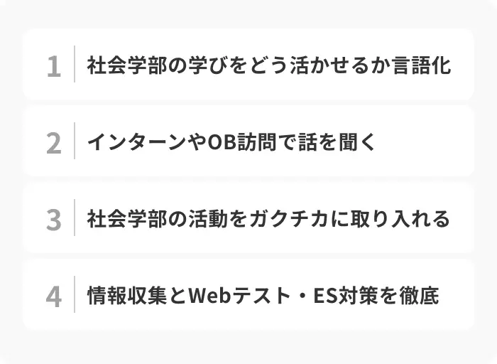社会学部生が希望の就職先から内定を得るためのコツのイメージ