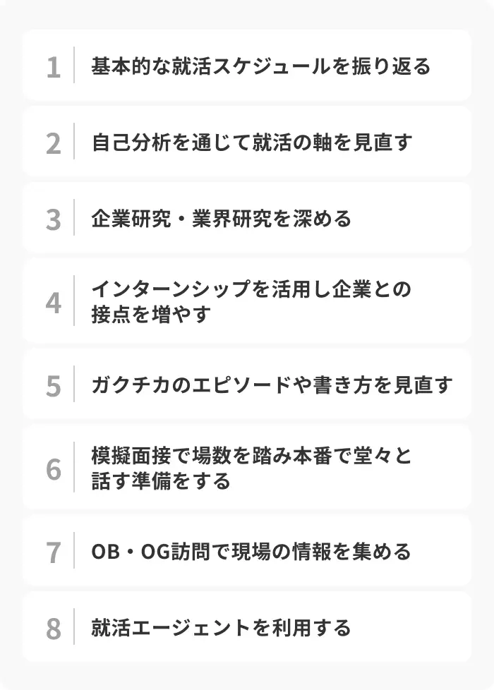 「就活やばい」と焦る27卒が挽回するための対策8選のイメージ