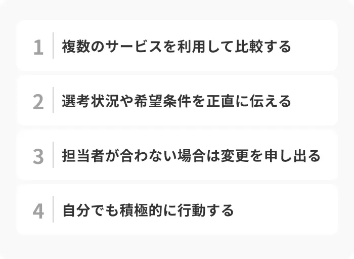 就活アドバイザーを上手に利用するための4つのコツのイメージ