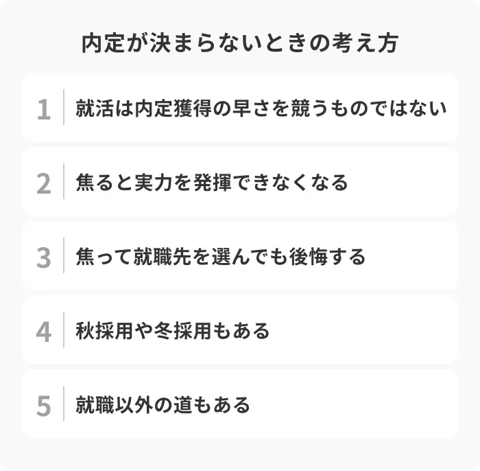 就活で内定が決まらないと不安を感じるときの考え方のイメージ