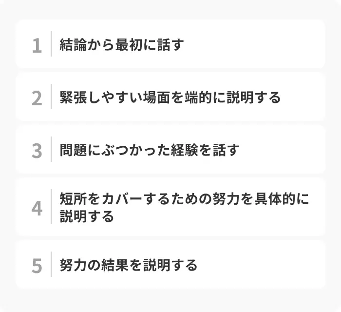 短所である「緊張しやすいこと」を説明するときの流れのイメージ