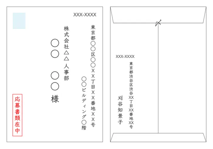インターンシップの封筒の書き方のイメージ