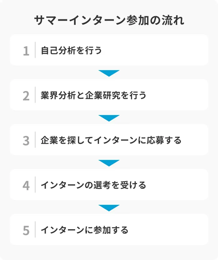 サマーインターンに参加するまでの流れのイメージ