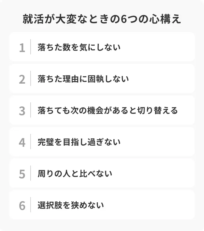 就活が大変なときの6つの心構えのイメージ