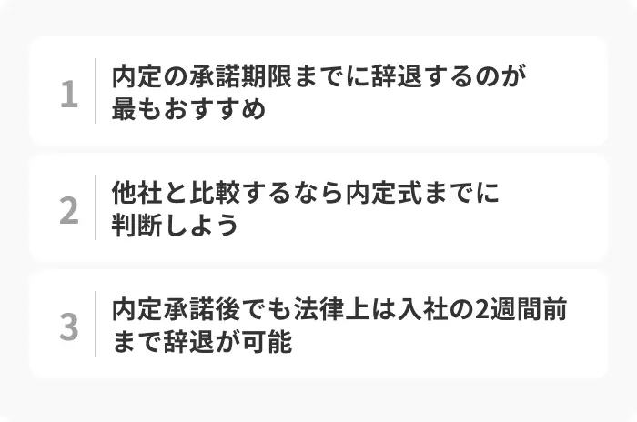 辞退は内定通知後2～3日がベスト！適切なタイミングを解説のイメージ