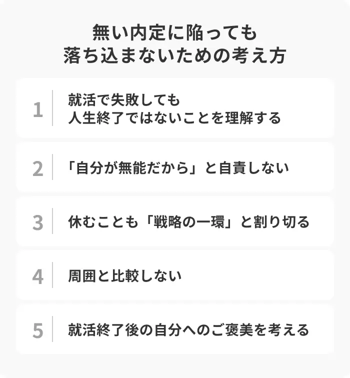 無い内定に陥っても落ち込まないための考え方のイメージ