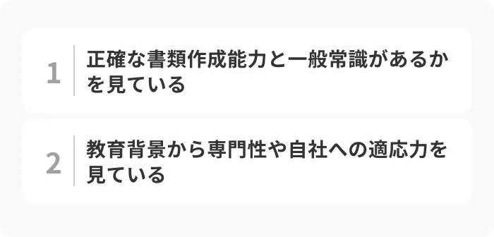 履歴書の学歴欄から企業が見ているポイントのイメージ