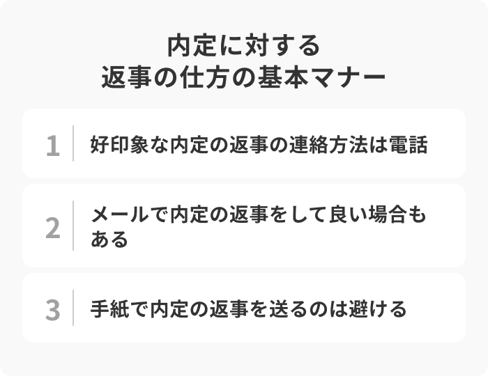 内定に対する返事の仕方の基本マナーのイメージ