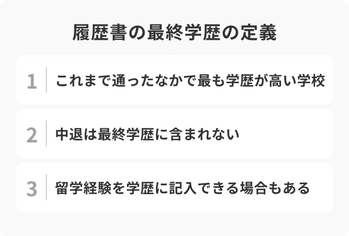 履歴書の最終学歴の定義のイメージ