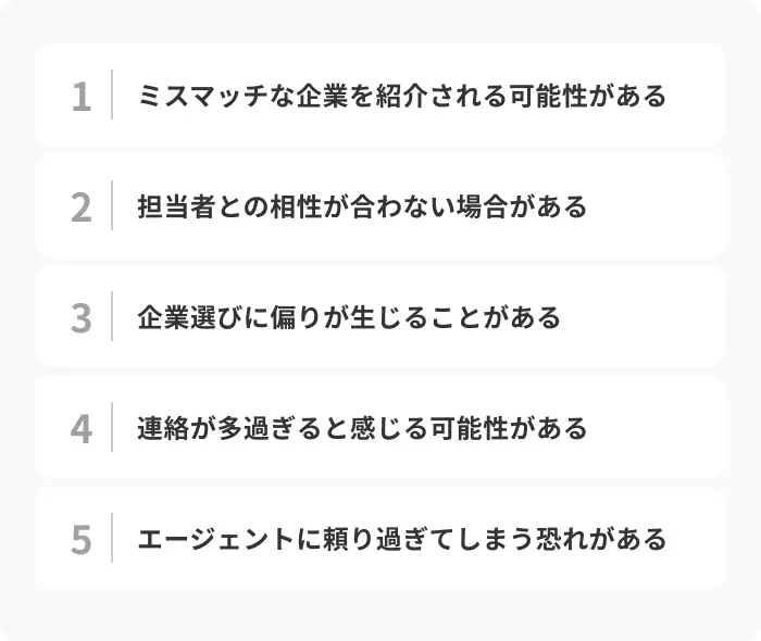 「就活エージェントはやめとけ」という意見が出る5つの背景のイメージ