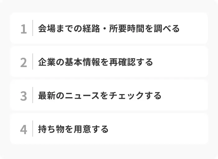 面接前にチェックしよう!事前に行うべき準備のイメージ