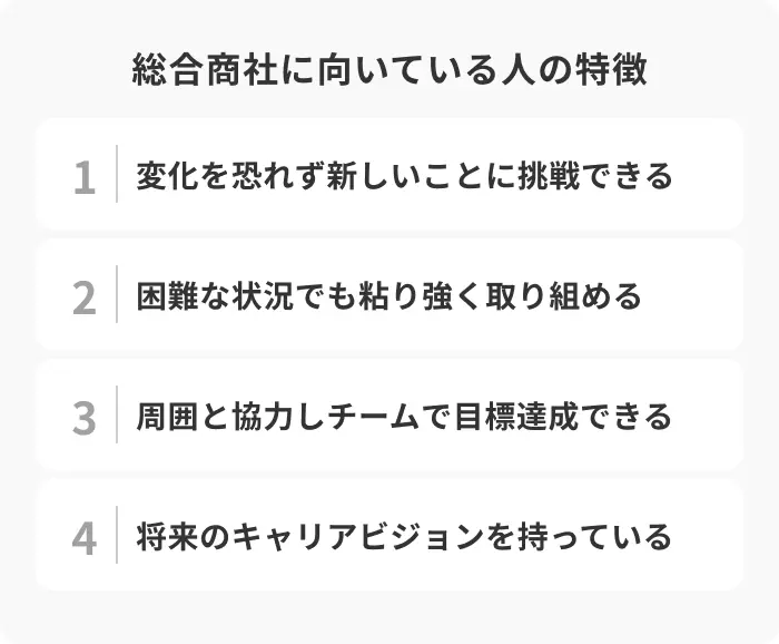 総合商社に向いている人の特徴のイメージ