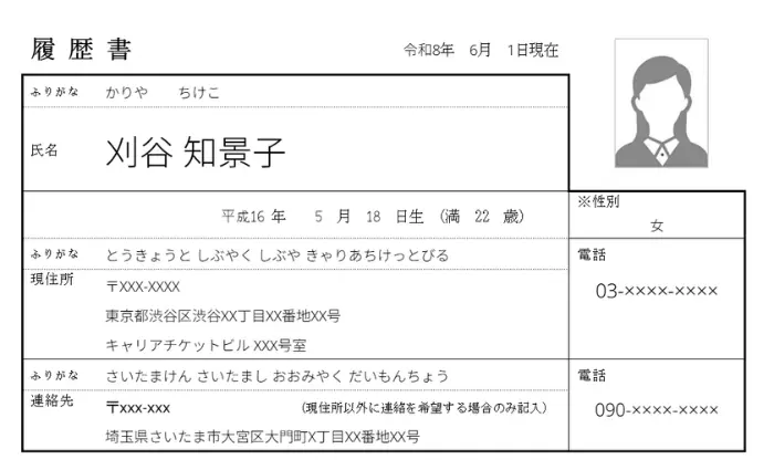 履歴書の住所欄のイメージ