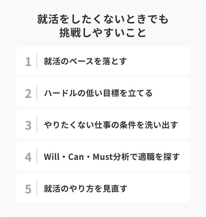 就活をしたくないときでも挑戦しやすいこと5選のイメージ