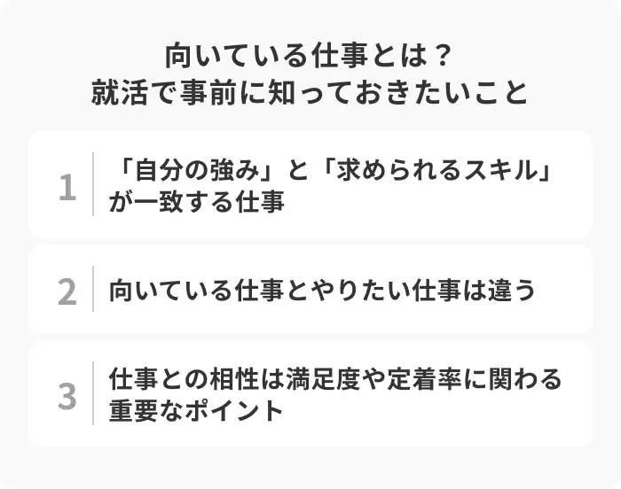 向いてる仕事とは？就活で事前に知っておきたいことのイメージ