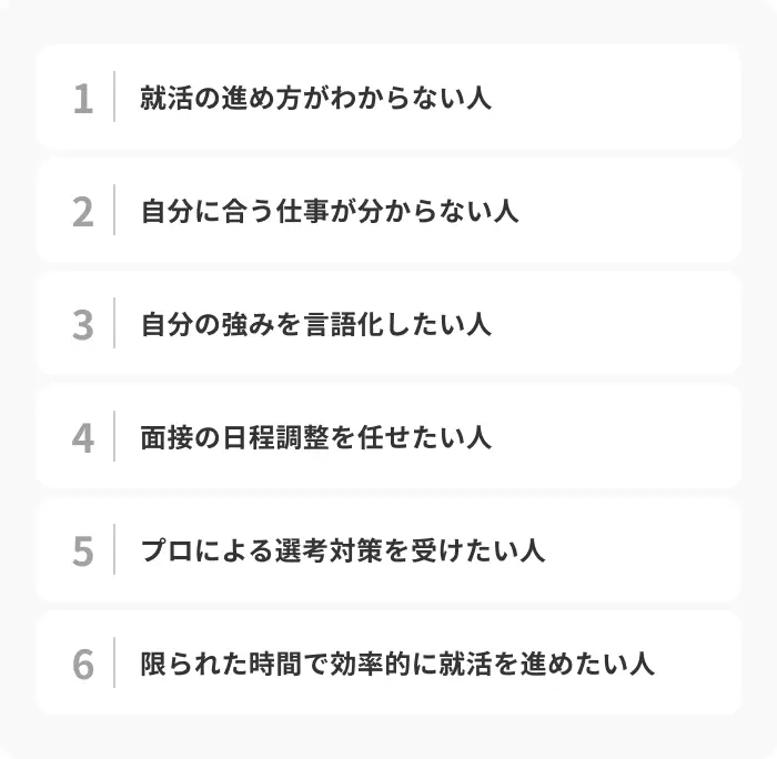 就活エージェントの利用が向いている人の特徴のイメージ